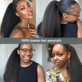 Julia Hair Kinky Straight Long Weave Ponytail 100% Human Hair Extension Hair Piece