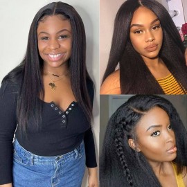 Julia Hair Kinky Straight Lace Closure Wig Human Hair Wig Pre Plucked Human Hair Wigs For Women $100 Off