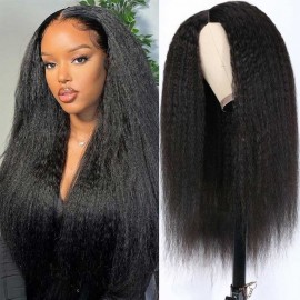 Julia Hair Kinky Straight V Part Wig Beginner Friendly No Leave Out Natural Scalp Protective Upgrade U Part Glueless Human Hair Wigs Flash Sale