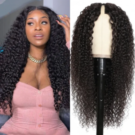 Julia Curly V Part Wig Beginner Friendly Human Hair Wigs Meet Real Scalp & Hairline with No Leave Out No Glue V Part Wig Flash Sale