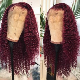 Julia Hair Lace Front Wig Human Burgundy 99J Hair Wigs Pre Plucked Curly Lace Front Wig Flash Sale $100 Off