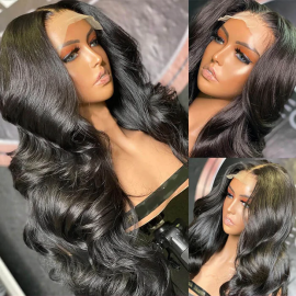 Julia Hair Affordable Body Wave 4X4 Lace Closure Wigs Pre Plucked Air Wig Human Hair Wigs 150% Density