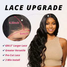 Julia Hair 6x4.5 Pre Cut Lace Wig Body Wave Human Hair Wig Wear Go Wig