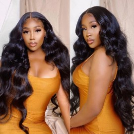 Julia Hair 5x5 HD Lace 18 To 40 Inches Long Body Wave Undetectable Glueless Wigs 180% Density Pre Plucked Babyhair Around