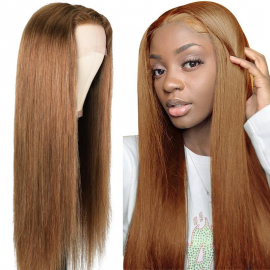 Julia Fabulous Fall Hair Color Wigs #8 Brown Colored Straight Transparent Lace Front Wig 150% Density