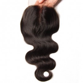 Julia Hair Virgin Body Wave Hair Closure Three part Middle Part and Free Part