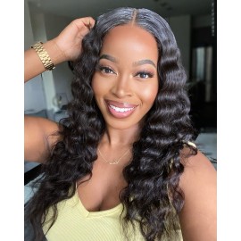 Julia Deep Wave Brazilian Human Hair Wig 150% Density Deep Wave Lace Front Wigs Pre Plucked