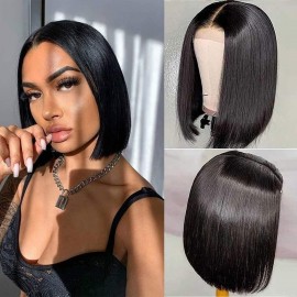Julia Straight Blunt Cut BOB Human Hair Wigs Middle Part Lace Front Short Wigs Stylish Haircuts