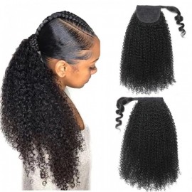 Julia Hair Natural Black Kinky Curly Long Weave Ponytail 100% Human Hair Extension Hair Piece