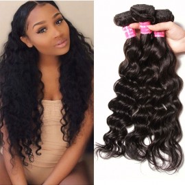 Julia Hair Natural Wave Virgin Hair 3 Bundles Brazilian Human Hair Weave Natural Black Color