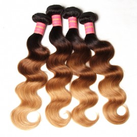 Julia Ombre Human Virgin Hair 4pcs/pack Three Tone Ombre Body Wave Virgin Hair