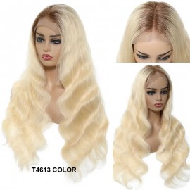 Julia T4/613 Color 100% Body Wave Human Hair Transparent Lace Front Wigs Pre Plucked Blonde Body Wave Hair Wigs