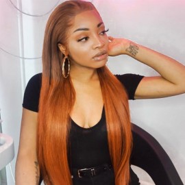 Julia Colored Straight Hair Lace Part Wigs Ombre Orange Ginger Wig Middle Part