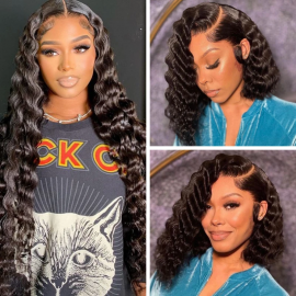 Julia Best Wigs Loose Deep Wave 13*4 Lace Front Wigs 13X5 T-part Lace Pre Plucked Human Hair Wigs With Baby Hair