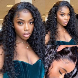 Julia Human Hair Curly Wigs With Natural Hairline Middle Part Curly Fake Scalp Wigs On Sale