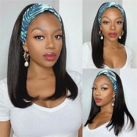 Julia Hair Headband Wig Straight Short Bob Wig 100% Human Hair Wigs With Headband Attached Wigs For Woman