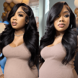 Julia Hair Body Wave Human Hair Wigs 13x4 Transparent Lace Front Wig Pre Plucked 150% 180% Density