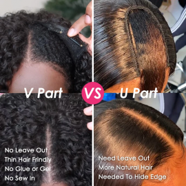 Julia Hair Kinky Curly V Part Coily Wigs No Leave Out Natural Scalp Protective Upgrade U Part Glueless Human Hair Wigs Flash Sale
