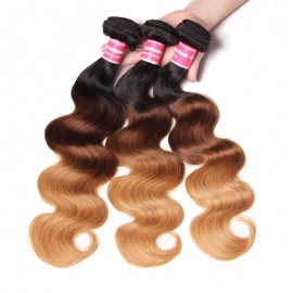 Julia Hair Human Ombre Body Wave Brazilian Hair 3 Bundles Weave Three Tone T1B427 Colored Hair Bundle