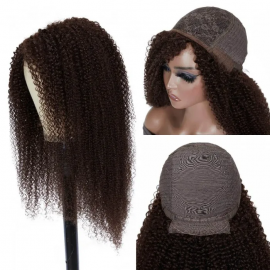 Julia 22 Inches Kinky Curly Glueless Wigs Dark Brown Color Human Hair Wigs 150% Density Color #2 Flash Sale