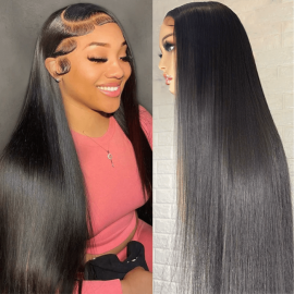 Julia Hair Affordable 13x4 Lace Frontal Wigs Straight Realistic Hairline Pre Plucked Human Hair Wigs For Women