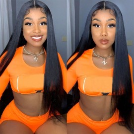 Julia Hair 5x5 HD Lace Glueless Wigs 180%Density Undetectable Lace Wigs Pre Plucked Lace Closure Straight Wave Human Hair Wigs