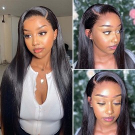 Julia Hair 13x6 Straight Lace Front Wigs Human Hair 150% Density Brazilian Human Hair Wig with Baby Hair Pre Plucked Natural Hairline Wigs