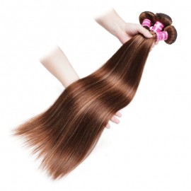 Julia Straight Honey Blonde Highlights Color Bundles Rich Brown 3pcs Bundles Soft Virgin Human Hair Extension