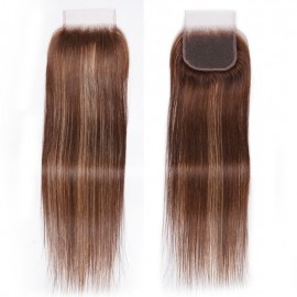 Julia Hair Straight 3 Bundles With Lace Closure Honey Blonde Highlight Color Human Hair Weave