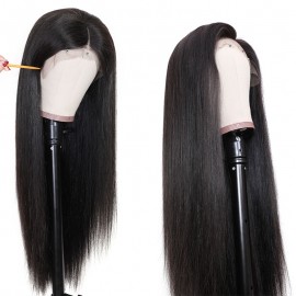 14 Inches Straight Human Hair Lace Front Wig Send 1 Piece Of Straight Wave Bundle 8 Inch For Free