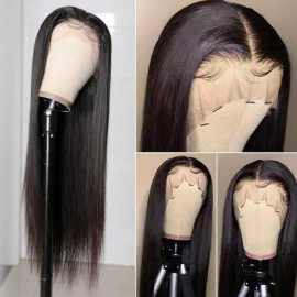 Julia Hair Affordable 13x4 Lace Frontal Wigs Straight Realistic Hairline Pre Plucked Human Hair Wigs For Women