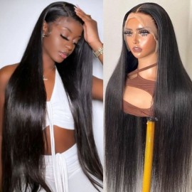 Julia Hair Affordable 13x4 Lace Frontal Wigs Straight Realistic Hairline Pre Plucked Human Hair Wigs For Women