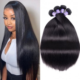 Julia Natural Black Straight Human Hair Weave 4 Pieces 100% Human Hair Bundles