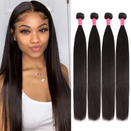 Julia Virgin 4 Bundles Straight Peruvian Hair Weave Deals Human Hair Extensions