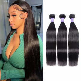 Julia Hair 3 Bundles Straight Human Hair Natural Black Brazilian Hair Weave Bundles Soft And Natrual Virgin Human Hair