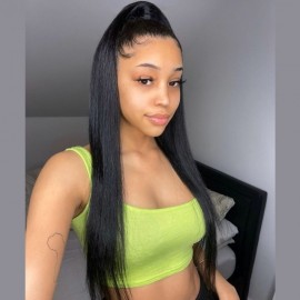 Julia Hair Straight Black Half Wig With Versatile Style And Easy Install 100% Human Hair Wigs