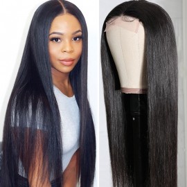 Julia Straight Hair Lace Wigs 150% Density Human Hair Wigs With Middle Part Natural Color