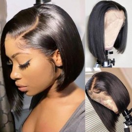 Julia Short Bob 4x4 Lace Closure Wig Natural Color 130% Density Brazilian Straight Human Hair Wig Bob wig