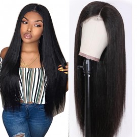 Julia Straight Lace Front Human Hair Wigs Natural Black 13x4 Lace Front Long Straight Wigs 150% Density