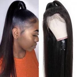 Julia Straight Human Hair Transparent Lace Front Wig Pre Plucked Best Straight Virgin Hair Wigs