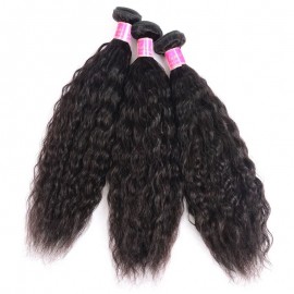 Julia 3 Pieces Super Wave Human Hair Weaves With 4x4 Lace Closure Natural Color