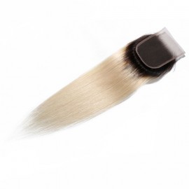 Julia Blonde Ombre Straight Hair Lace Closure 1B/613 Color 4x4 Straight Hair Closure