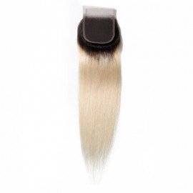 Julia Blonde Ombre Straight Hair Lace Closure 1B/613 Color 4x4 Straight Hair Closure