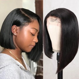 Julia Blunt Cut Bob Lace Front Haircuts Short Side Part Bob Wig 150% Density
