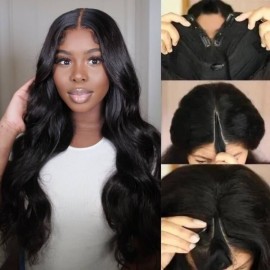 Julia Hair Affordable Glueless V Part Body Wave Wig No Leave Out Natural Real Scalp Wigs Beginner Friendly