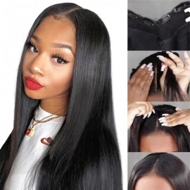 Julia Hair 14-24 Inch Straight or Kinky Straight Glueless V Part Wigs No Leave Out And Beginner Friendly