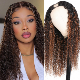 Julia Balayage Highlights Jerry Curly Wigs Glueless U Part Wigs For Sale