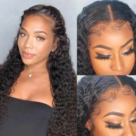 Julia Jerry Curly 4x4 Lace Closure Wigs With Baby Hair 150% Density High Quality Human Hair Wigs