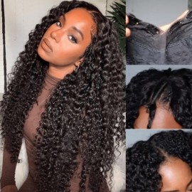 Julia Hair Beginner Friendly V Part Wig Jerry Curly Human Hair Wigs No Leave Out No Sew In And No Gel Flash Sale