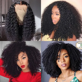 Julia Glueless Kinky Curly 5x5 HD Lace Closure Wig Undetectable Lace Human Hair Wigs 180% Density